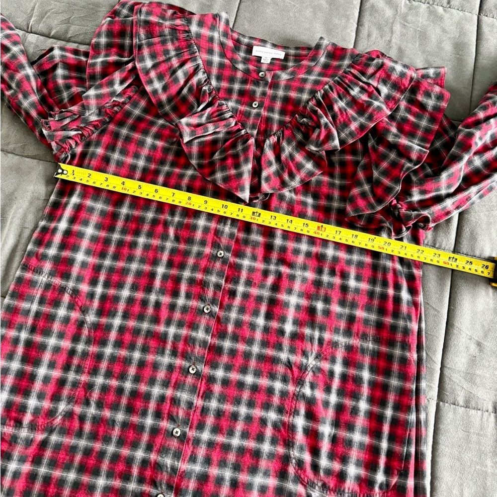 Something Navy Women’s Red and Black Tartan Dramatic Ruffle Yoke Mini Dress XL - Picture 5 of 7